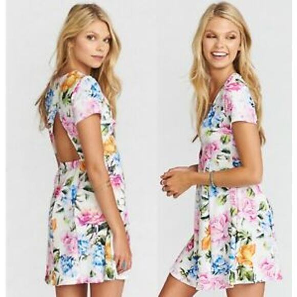 Show Me Your Mumu Ibiza Floral Swing Mini Dress XS Extra Small Open Back - Picture 5 of 11